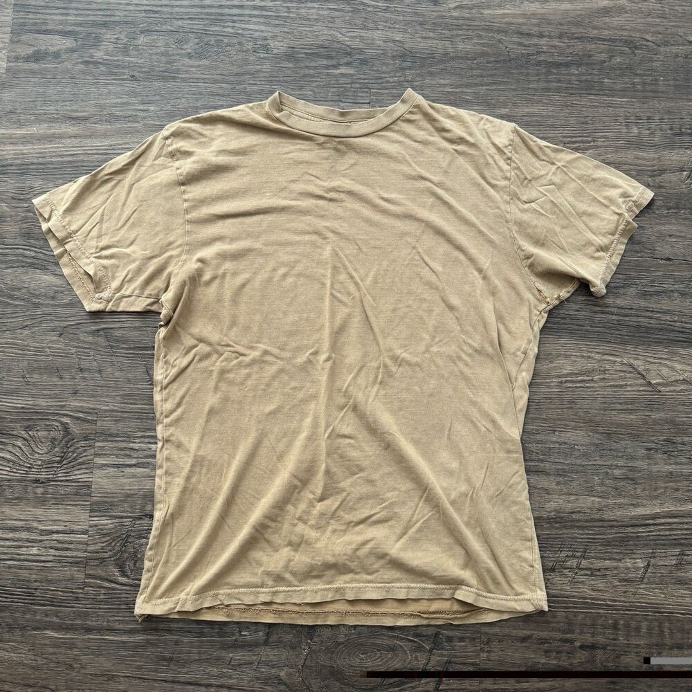Lane Seven men’s Beige Distressed Cotton Crew Neck Short Sleeve T-Shirt